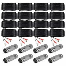CRONOS FRIGG Kit 16 Cables WB0120C Armado para Video y Energia de 20 Metros c/u + 8 Conector PSUBR03 BNC Barril Hembra