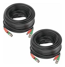 Kit 2 CableS coaxial FRIGG-2 BNC + Alimentación / SIAMÉS Para Cámaras 4K DE 20 Mts. c/u