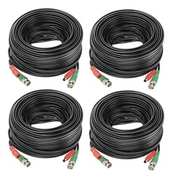 Kit 4 Cables coaxial FRIGG-2 BNC + Alimentación / SIAMÉS Para Cámaras 4K DE 20 Mts. c/u