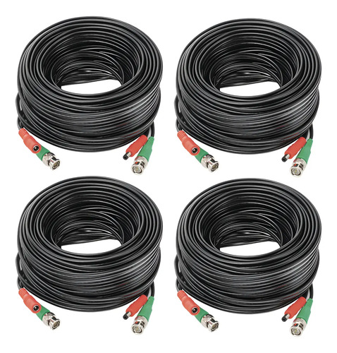 Kit 4 Cables coaxial FRIGG-2 BNC + Alimentación / SIAMÉS Para Cámaras 4K DE 20 Mts. c/u