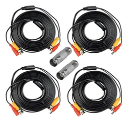 Kit FRIGG-2 4 Cables Coaxial BNC + Alimentación Para Cámaras 4K DE 20 Mts. c/u + 2 Barril BNC Hembra PSUBR03