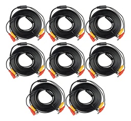 Kit 8 Cables coaxial FRIGG-2 BNC + Alimentación / SIAMÉS Para Cámaras 4K DE 20 Mts. c/u