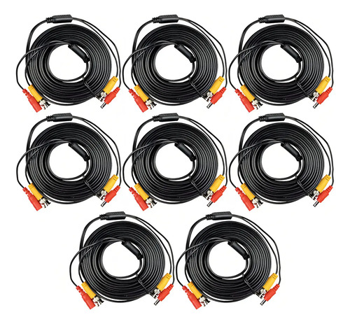 Kit 8 Cables coaxial FRIGG-2 BNC + Alimentación / SIAMÉS Para Cámaras 4K DE 20 Mts. c/u
