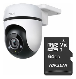 TAPO & cronos Cámara de seguridad para exteriores TAPO-C500-PLUS-64 +MicroSD 64GB rotación 360° Audio doble vía Protección IP65 Detección de personas CCTV Visión nocturna Smart AI C500 Modo Privado