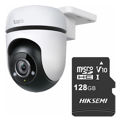 TAPO & cronos Cámara de seguridad para exteriores TAPO-C500-PLUS-128 +MicroSD 128GB rotación 360° Audio doble vía Protección IP65 Detección de personas CCTV Visión nocturna Smart AI C500 Modo Privado