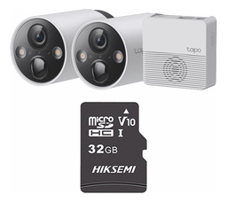 TAPO & cronos 2 Cámaras de seguridad 2K TAPO-C420S2-PLUS-32 + MicroSD 32GB bateria larga duración Protección IP65 Alarma luz y sonido Audio doble vía Detección AI C420S2 CCTV Visión nocturna a color
