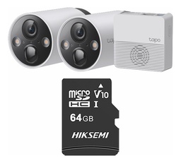 TAPO & cronos 2 Cámaras de seguridad 2K TAPO-C420S2-PLUS-64 + MicroSD 64GB bateria larga duración Protección IP65 Alarma luz y sonido Audio doble vía Detección AI C420S2 CCTV Visión nocturna a color