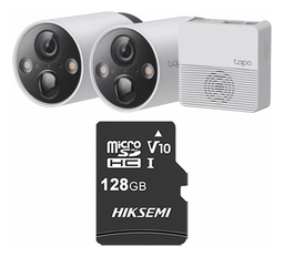 TAPO & cronos 2 Cámaras de seguridad 2K TAPO-C420S2-PLUS-128 + MicroSD 128GB bateria larga duración Protección IP65 Alarma luz y sonido Audio doble vía Detección AI C420S2 CCTV Visión nocturna a color