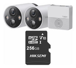 TAPO & cronos 2 Cámaras de seguridad 2K TAPO-C420S2-PLUS-256 + MicroSD 256GB bateria larga duración Protección IP65 Alarma luz y sonido Audio doble vía Detección AI C420S2 CCTV Visión nocturna a color