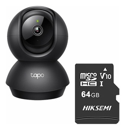 TAPO & cronos Cámara de seguridad para interiores TAPO-C211-PLUS-64 + MicroSD 64GB definición 2K 360° Detección de movimiento y llanto de bebé Audio doble vía Modo privacidad Control por voz CCTV