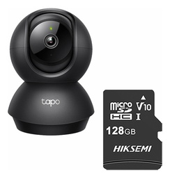 TAPO & cronos Cámara de seguridad para interiores TAPO-C211-PLUS-128 + MicroSD 128GB definición 2K 360° Detección de movimiento y llanto de bebé Audio doble vía Modo privacidad Control por voz CCTV