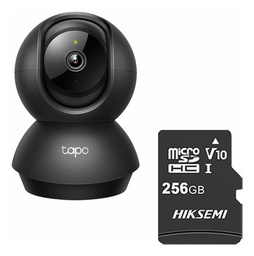 TAPO & cronos Cámara de seguridad para interiores TAPO-C211-PLUS-256 + MicroSD 256GB definición 2K 360° Detección de movimiento y llanto de bebé Audio doble vía Modo privacidad Control por voz CCTV