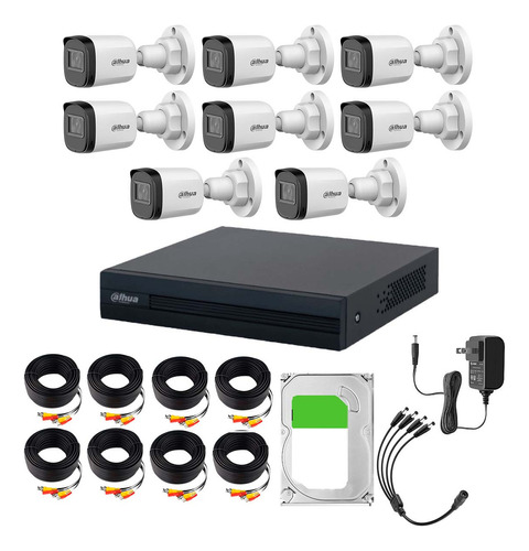 Dahua & Cronos Kit De 8 Cámaras Bullet de 2 MP Lente 3.6MM 80° de Apertura Visión Nocturna IR De 30mts Con Resistencia IP67 Ideal Para Exteriores Compatible con CVI/TVI/AHD/CVBS/ + Disco Duro 3TB