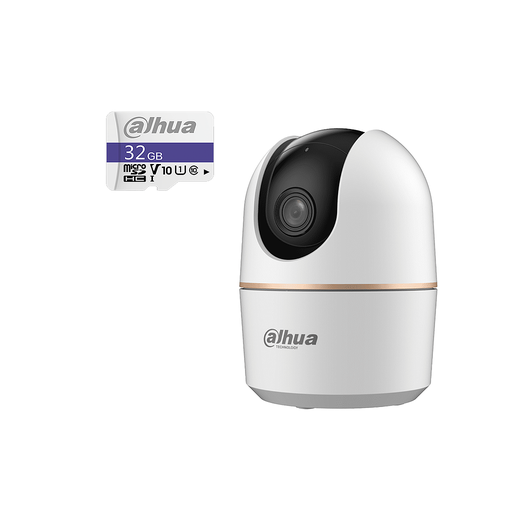 Dahua Cámara IP Domo Motorizado WiFi Resolución 3MP Detección de humanos y mascotas  por IA + MicroSD 32GB IR de 10M WiFi 6 Audio Bidireccional Alarma Seguimiento de Objetos  Vista 360 Color Blanco DHT0150058
