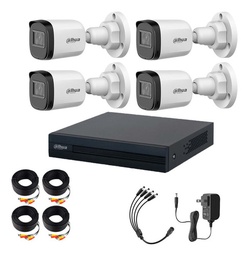 Dahua & Cronos Kit De 4 Cámaras Bullet de 2 MP DTH029-PLUS Visión Nocturna IR De 30mts Con Resistencia IP67 Ideal Para Exteriores Compatible con CVI/TVI/AHD/CVBS/