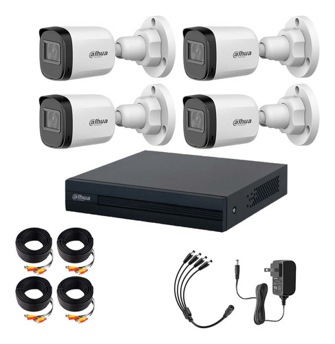 Dahua & Cronos Kit De 4 Cámaras Bullet de 2 MP DTH029-PLUS Visión Nocturna IR De 30mts Con Resistencia IP67 Ideal Para Exteriores Compatible con CVI/TVI/AHD/CVBS/