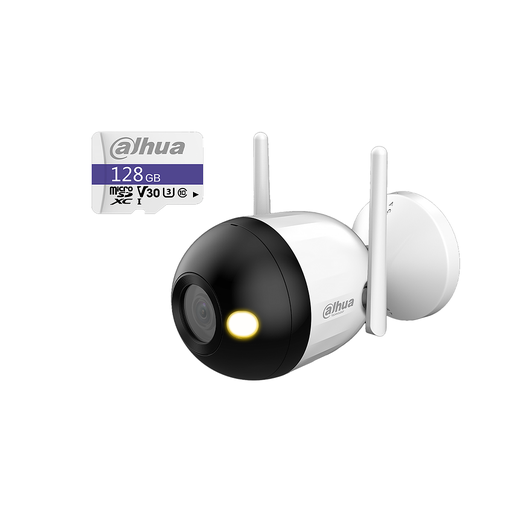 Kit de Seguridad Cronos Cámara Dahua IP Bala F2C-PV 2MP Full Color Audio WiFi  + MicroSD 128GB + Accesorios - Kit Cámara Inteligente  DH-F2C-PV-128GB (Memoria MicroSD TF-C100/128GB ) DHT0030168