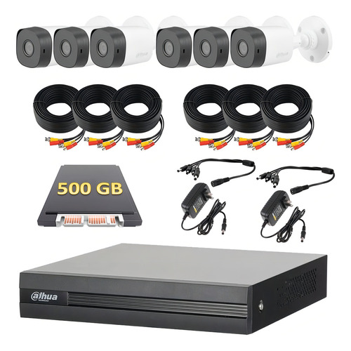 Kit 6 Cámaras 1080p Dahua Video Vigilancia Dahua 500gb