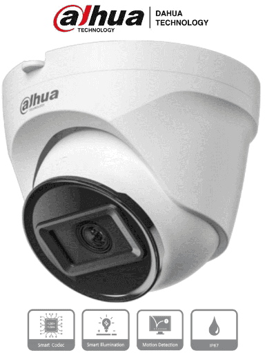 DAHUA IPC-T1E20 - Camara IP Domo de 2 Megapixeles/ Lente de 2.8 mm/ 99 Grados de Apertura/ 30 Metros de IR/ IP67/ PoE/ DWDR, 3D NR, HLC, BLC/ H.265+/ #LoNuevo #SwitchD1