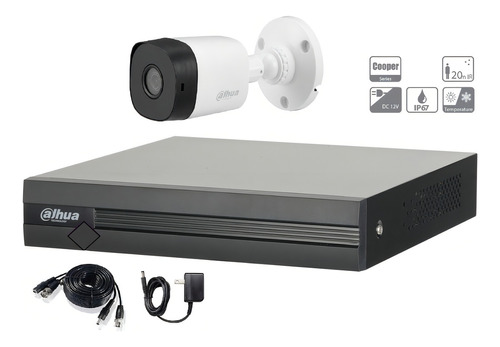 Kit 1080p Dvr Y Camara Hdcvi Dahua Ir Internet Cctv Fuente C