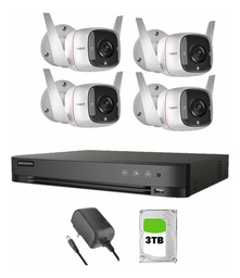 Tapo + Kit Videovigilancia cronos TAPO-C3104C 4 cámaras ip bullet c310 wifi audio doble vía detección de movimiento definición hd + DVR hibrido grabación continua 8ch IDS-7204HUHI-M1/S + HDD 3TB