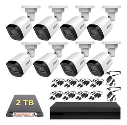 Kit Circuito Cerrado 8 Cámaras B1a21n-u Dahua 2mp 2tb Baluns Color Blanco