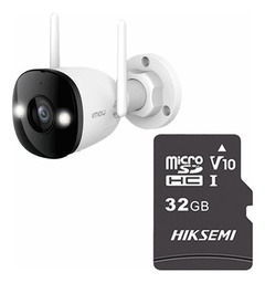 Imou & cronos Cámara de seguridad IPC-K3DN-5H0WF-p32 + MicroSD 32GB IP Bullet WiFi 5MP con micrófono fullcolor detección de humanos IR 30m protección IP67 Foco incorporado 5H0WF cctv Notificaciones