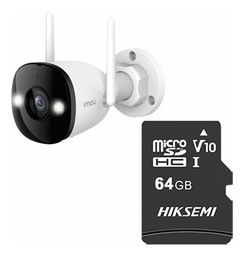 Imou & cronos Cámara de seguridad IPC-K3DN-5H0WF-p64 + MicroSD 64GB IP Bullet WiFi 5MP con micrófono fullcolor detección de humanos IR 30m protección IP67 Foco incorporado 5H0WF cctv Notificaciones