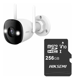 Imou & cronos Cámara de seguridad IPC-K3DN-5H0WF-p256 + MicroSD 256GB IP Bullet WiFi 5MP con micrófono fullcolor detección de humanos IR 30m protección IP67 Foco incorporado 5H0WF cctv Notificaciones