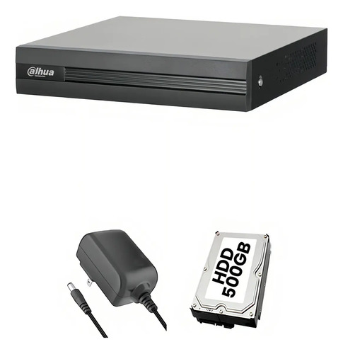 KIT CRONOS DVR DAHUA XVR1B04H-I-p500 4 canales 5MP Lite WizSense +HDD 500GB H.265+. Soporta 4 canales + 2 IP hasta 6 canales IP SMD Plus XVR1B04H búsqueda inteligente de humanos y vehículos