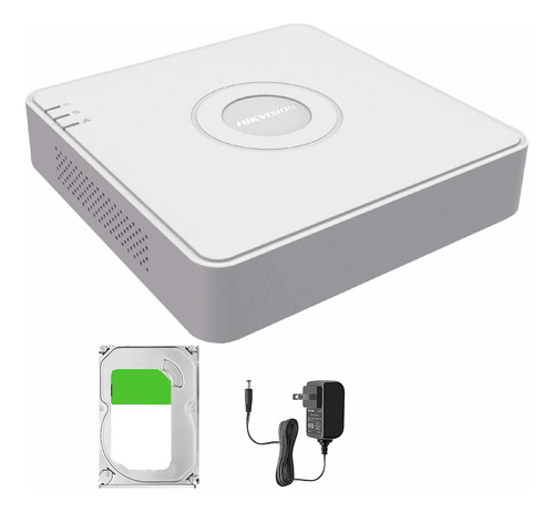 Hikvision Kit DVR 4 Canales TurboHD + 1 Canal IP 2 Megapixel Lite + 500GB HDD DS-7104HGHI-M1-500 Tecnología Acusense Lite Con Audio por Coaxitron 1 Bahia de Disco Duro Y Salida de Vídeo Full HD