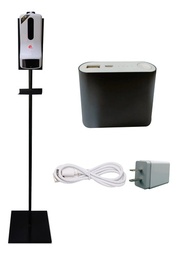 TOP KIT Pedestal Negro, Dispensador de Gel y Termometro Automatico + POWER BANK K9