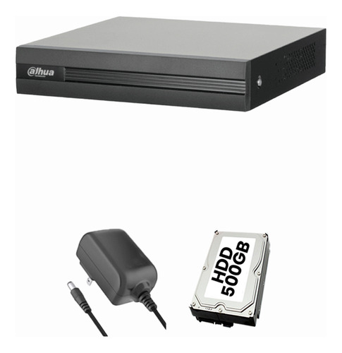 KIT CRONOS DVR DAHUA XVR1B04-I-p500 4 Canales 1080p Lite WizSense Cooper-I H.265+ hasta 5 canales IP + HDD 500GB 4 canales SMD Plus detección avanzada Búsqueda inteligente XVR1B04 codificación eficiente