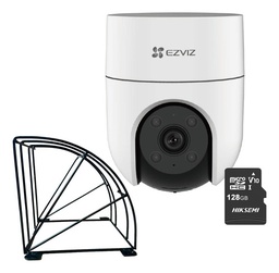 Ezviz Kit Videovigilancia Cámara IP PTZ WIFI H8C 2mp + Estructura Metalica + MicroSD 128GB + Accesorios - Kit Cctv CS-H8C-128-Protec Cámara Inalambrica Audio de dos Vias Cobertura 360° + Seguimiento Inteligente