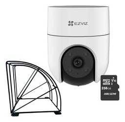 Ezviz Kit Videovigilancia Cámara IP PTZ WIFI H8C 2mp + Estructura Metalica + MicroSD 256GB + Accesorios - Kit Cctv CS-H8C-256-Protec Cámara Inalambrica Audio de dos Vias Cobertura 360° + Seguimiento Inteligente