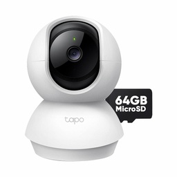 Tp-Link & Cronos Kit Cámara de Video Vigilancia 1080p Full HD TP-C200C-64 + Micro SD 64 GB / Cobertura 360° con Seguimiento Inteligente y Modo Privacidad / CCTV