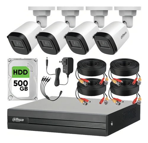 Kit DHT0250010 Dahua Kit de circuito cerrado Dahua KITXVR1B04-2MP HDD 500GB