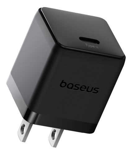 Cargador de pared Baseus, Carga Rapida Tipo C 20W, Color Negro +cable Tipo C a Tipo C 60W, 1m, Color Negro