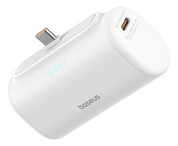Power Bank Baseus 5000mAh 20W, 2 puertos Tipo C, Bateria Portátil Color Blanco