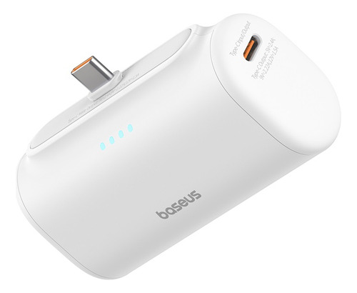 Power Bank Baseus 5000mAh 20W, 2 puertos Tipo C, Bateria Portátil Color Blanco