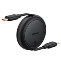 Cable Retractil Baseus 1m, Tipo C-Tipo C 60W, color Negro