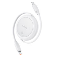 Cable Retractil Baseus 1m, Tipo C-Tipo C, 60W, color Blanco