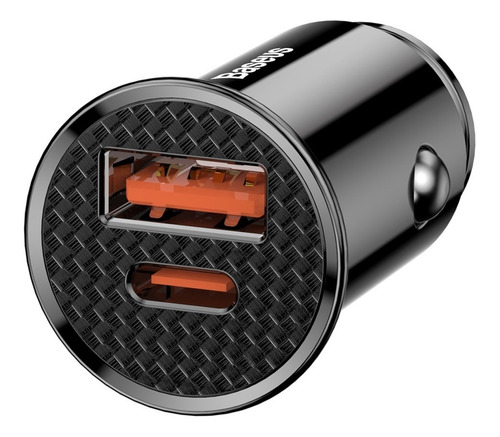 Cargador para Automovil Baseus, 2 puertos, Carga Rápida, 1 Tipo C+1 USB-A 30W, Color Negro