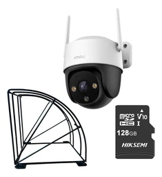 Kit Cronos Cámara Imou PTZ Wifi IPC-S41FEN 2MP + Estructura Metalica + MicroSD 128gb - Kit CCTV S41FEN-PROTEC-128 Cámara Full Color con Microfono y Altavoz Incorporado Seguimiento Inteligente