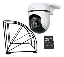 Kit Cronos Cámara TP-LINK C500 WIFI 2MP + Estructura Metalica + MicroSD 64GB - Kit CCTV C500-PROTEC-64 Cámara Exterior Rotación 360° Con Audio Doble Vía + Detección de personas Visión nocturna Y Smart AI
