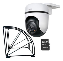Kit Cronos Cámara TP-LINK C510W WIFI 3MP + Estructura Metalica + MicroSD 32GB - Kit CCTV C510W-PROTEC-32 Cámara Exterior Rotación 360° Con Audio Bidireccional + Detección de personas Visión nocturna a Color