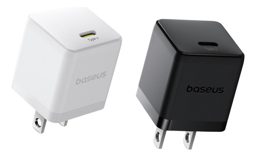 Kit Baseus 2 Cubos de carga Usb Tipo C 30 W Gan 5s Carga Super Rápida Color blanco + color negro iPhone 15/14/13/12/11/pro/pro Max/xs/xr, Galaxy S23 Ultra, Google Pixel 7, Macbook Air, iPad Pro