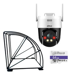 Kit Cronos Cámara Dahua IP SD2A500HB-GN-AW-PV-S2 WIFI 5MP + Estructura Metalica + MicroSD 64GB - Kit CCTV SD2A500HB-PROTEC-64 Cámara Full Color Con Audio Bidireccional + Disuasión Activa