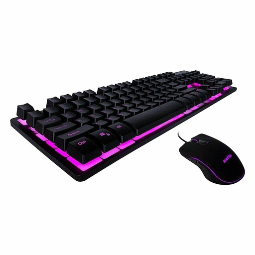 Netis KM7101 Combo de teclado para juegos con cable USB LED tricolor y mouse para juegos de 3200 DPI | Teclado de mecánico intercambiable de 3 colores