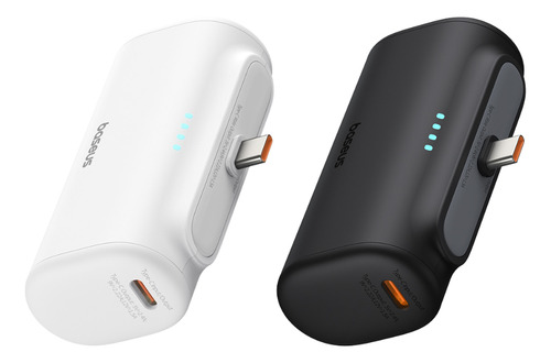 Baseus kit 2 Power Bank 5000mah 20w 2 Puertos Tipo C Bateria Portátil Color Blanco + color negro Carga Rápida Ligero, Potente Y Versátil Apple Y Android